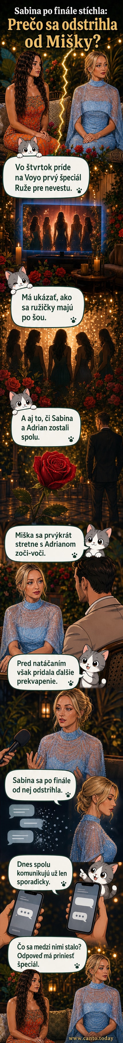 Dve účastníčky reality šou stojace spolu, jedna sa odvracia – ilustrácia napätia medzi Sabina a Miškou po ukončení šou.