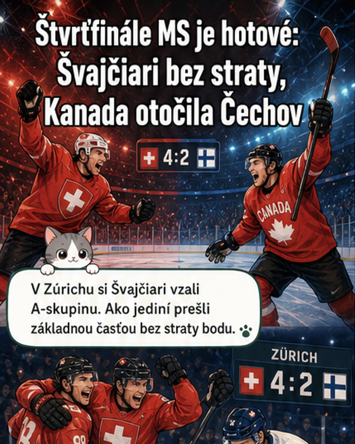 Štvrťfinále hokejového MS je známe