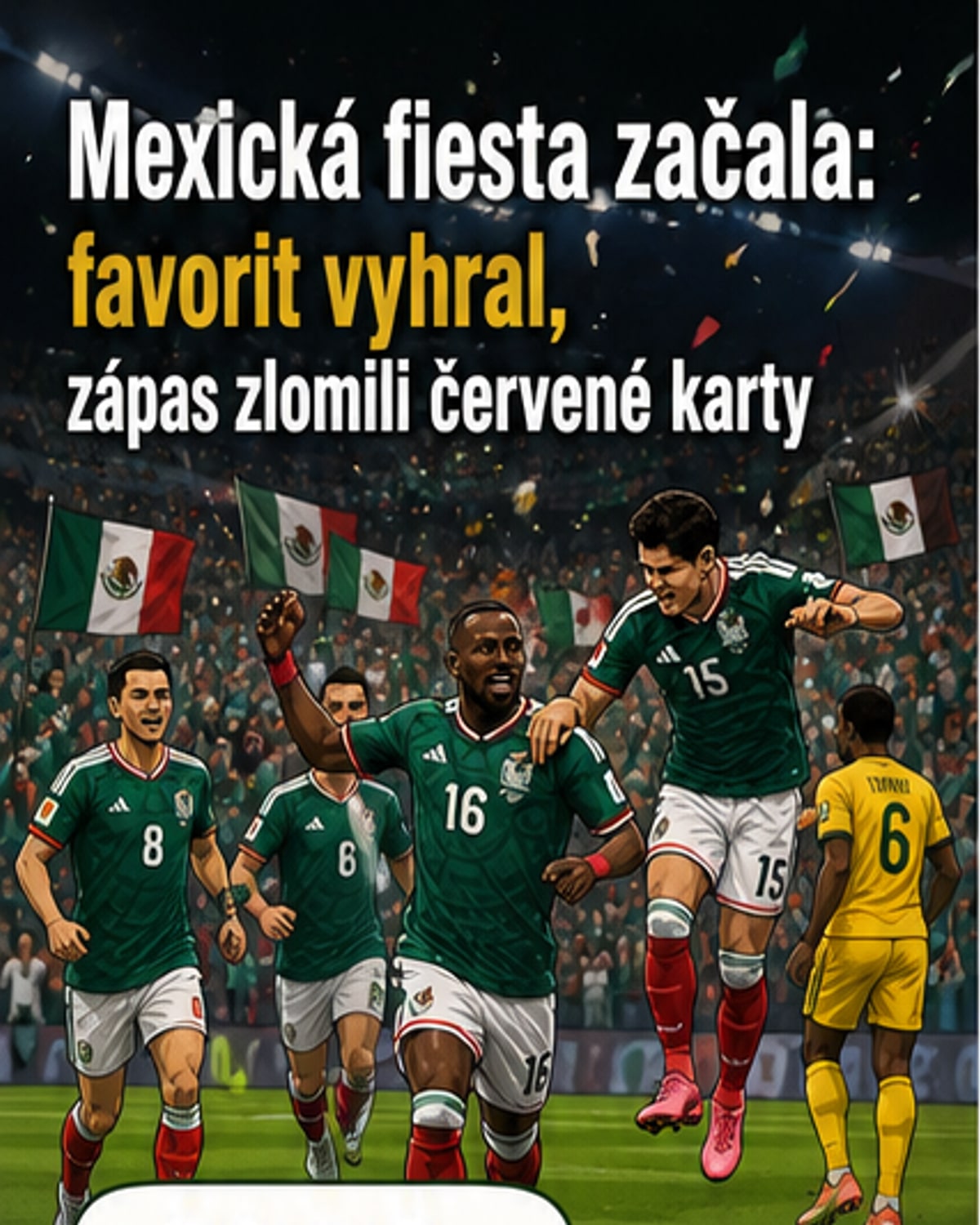 Mexiko 2:0 JAR – tri červené, fiesta začala