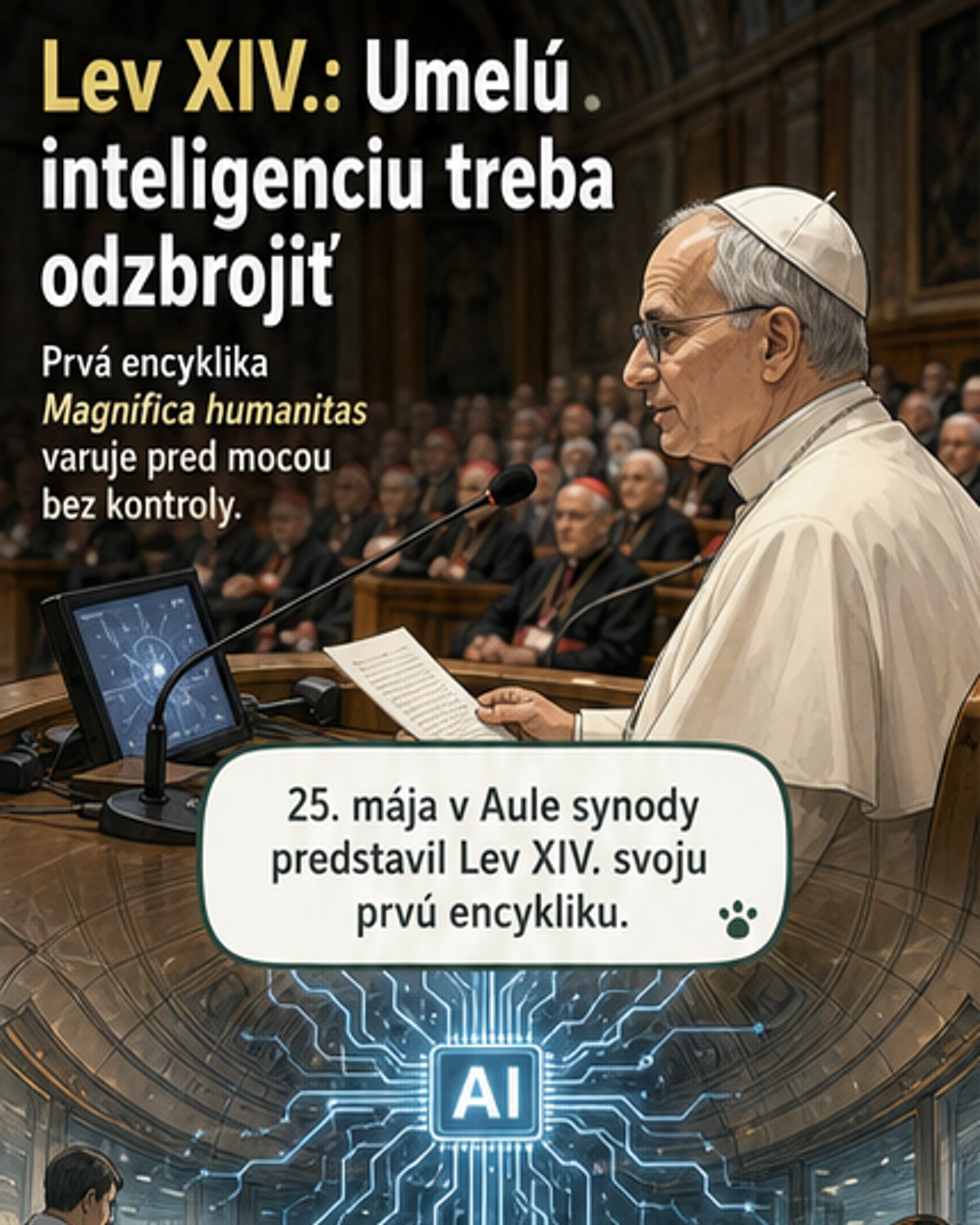 Pápež: Umelá inteligencia musí byť odzbrojená