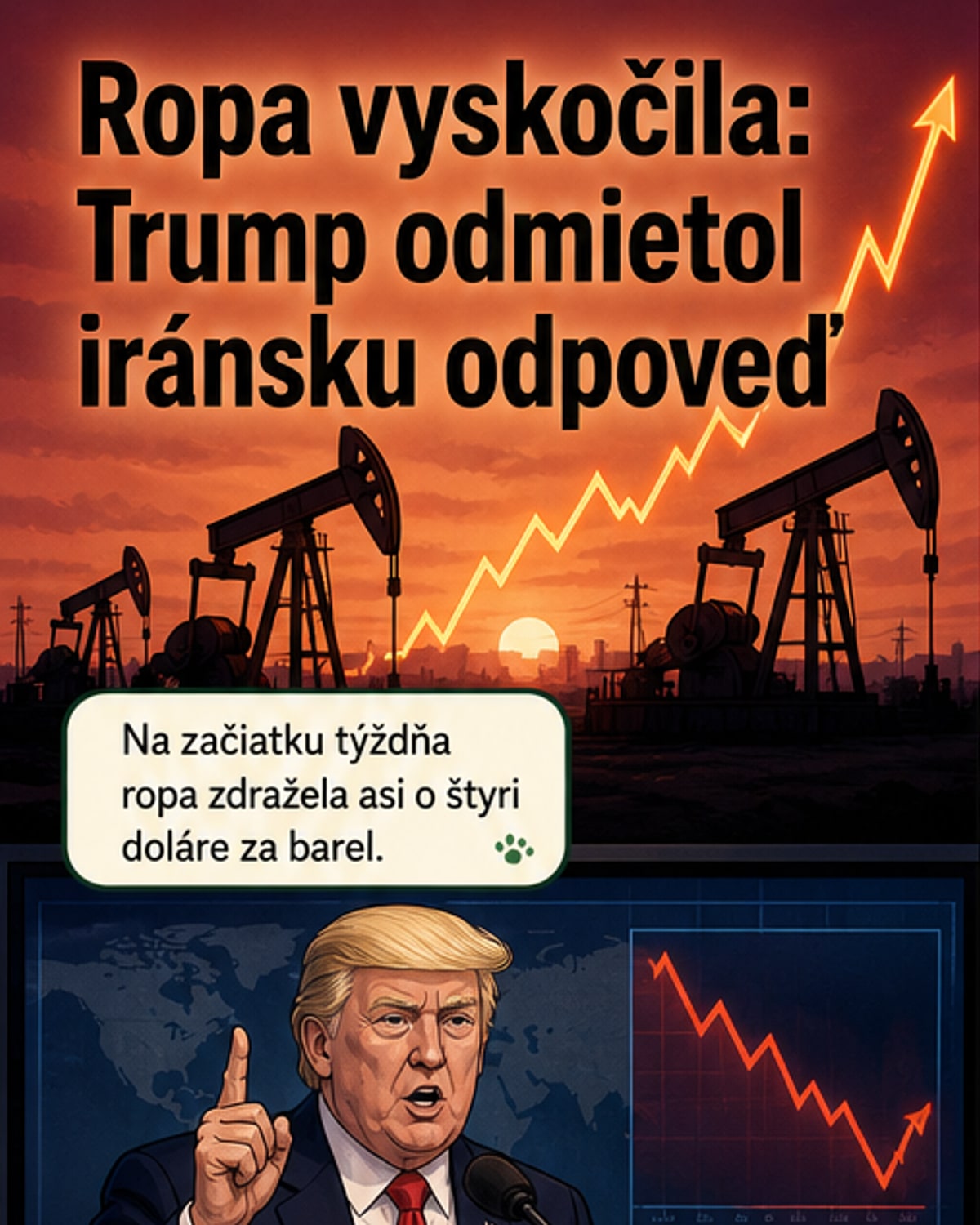 Rast cien ropy po odmietnutí iránskej odpovede