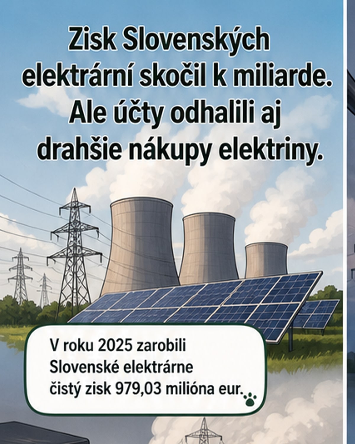 Slovenské elektrárne zarobili takmer miliardu