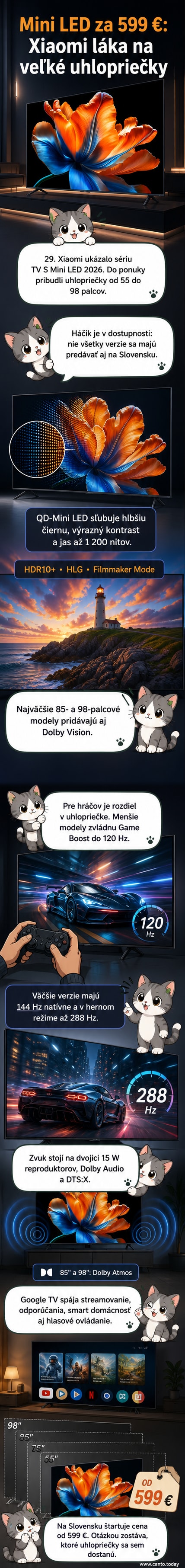 Xiaomi TV S Mini LED 2026 televízor s tenkými rámikmi a tmavosivým dizajnom na stojane, na pozadí minimalistický interiér