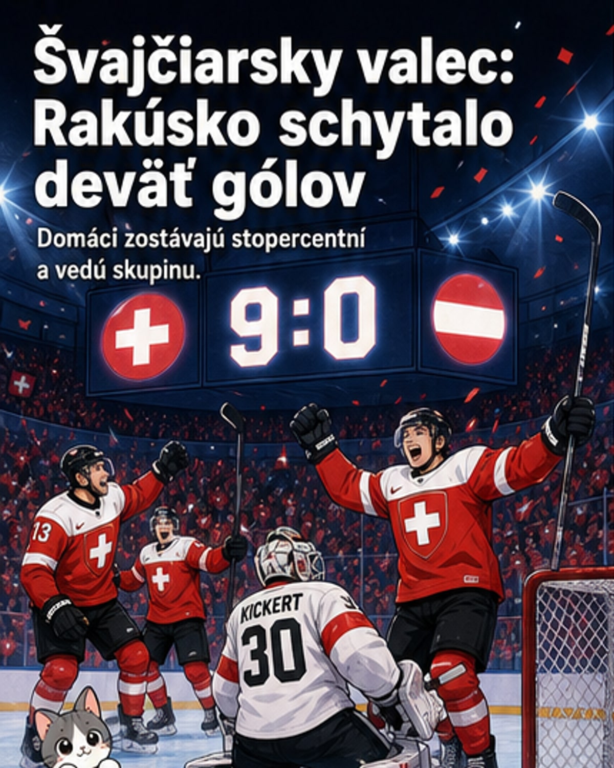 Švajčiari zdolali Rakúsko 9:0