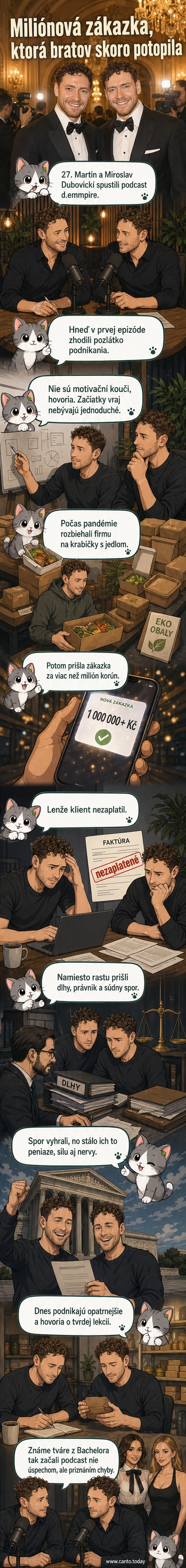 Dvojčatá Martin a Miroslav Dubovickí pred mikrofónom počas nahrávania svojho nového podcastu o podnikaní.
