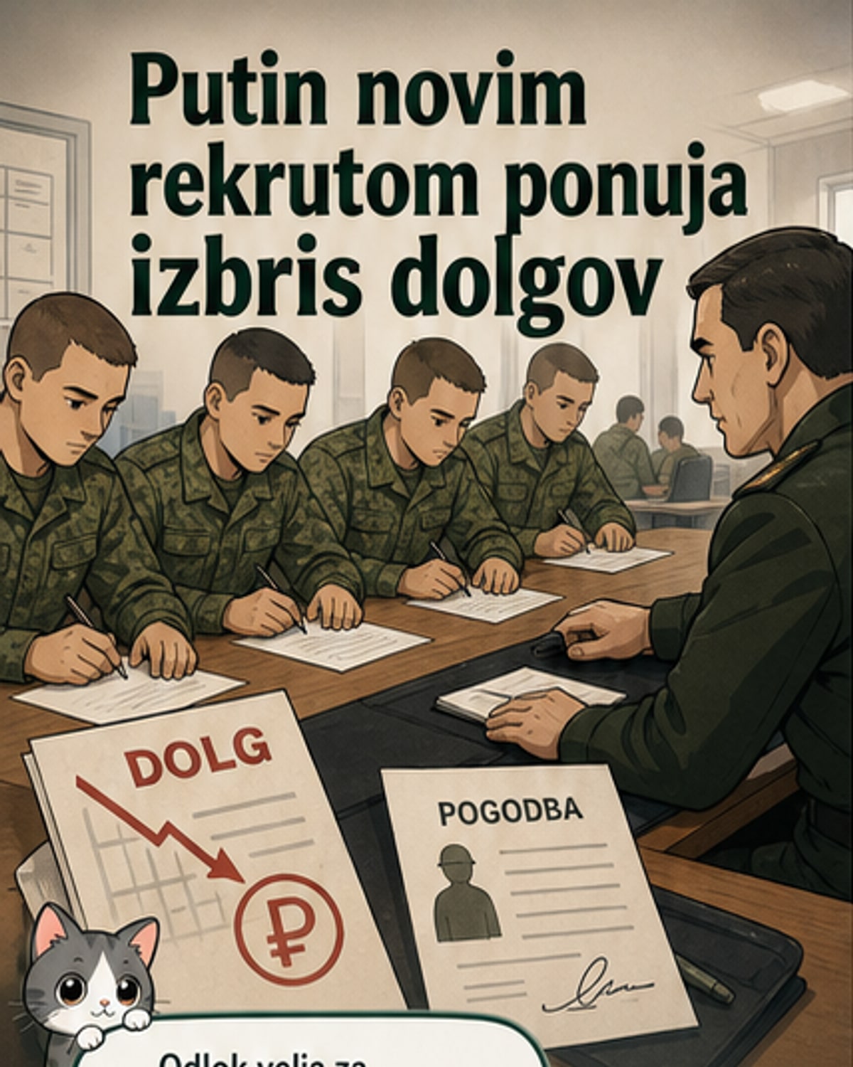 Putin ponuja odpis dolgov za vojaške rekrute