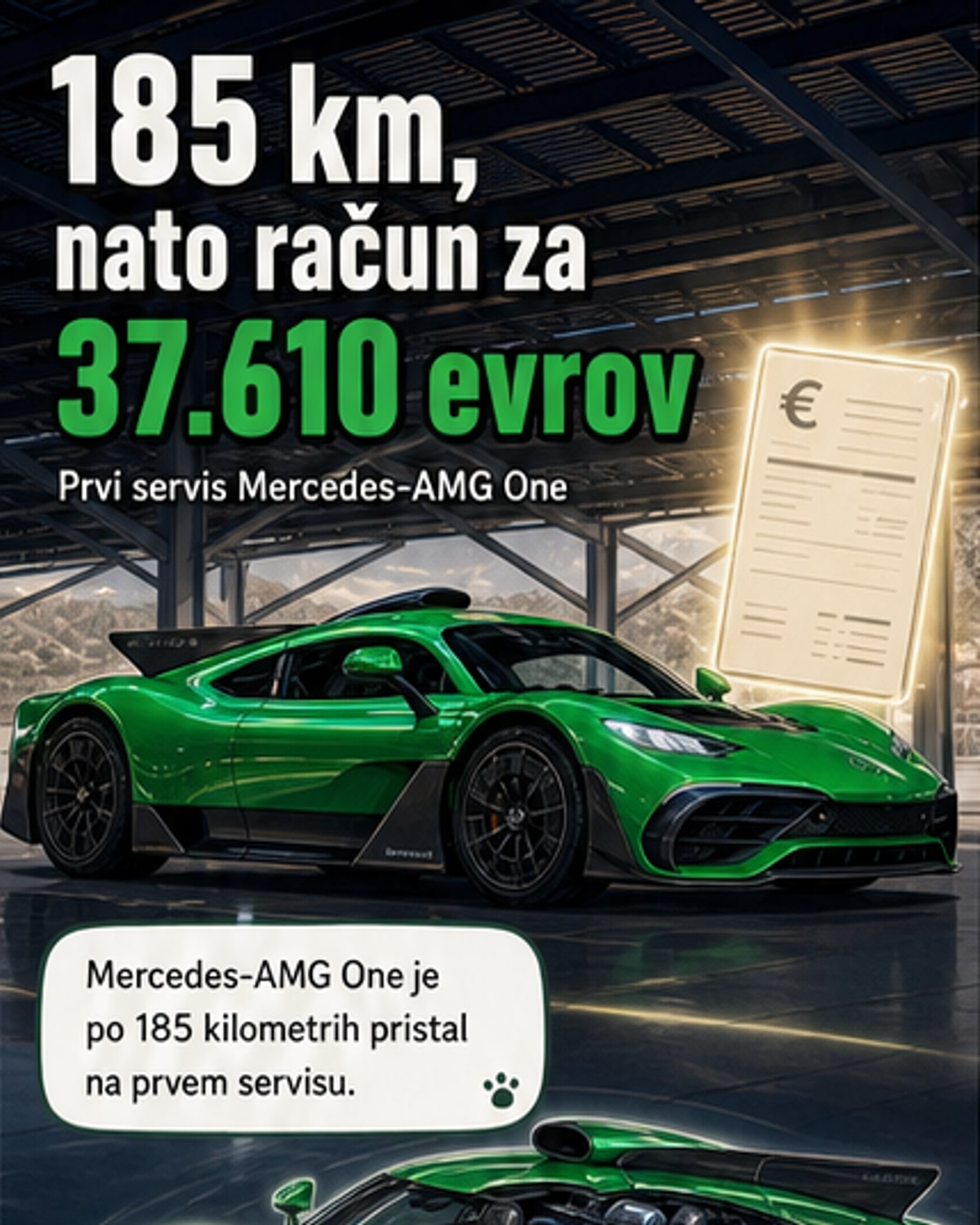 Prvi servis po 185 km: račun 37.610 €