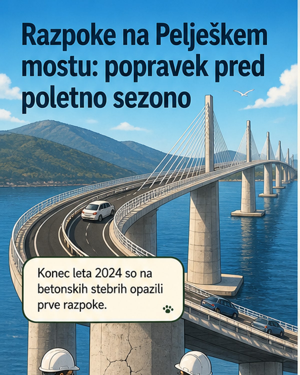 Pelješki most v Hrvaški po štirih letih že potrebuje sanacijo