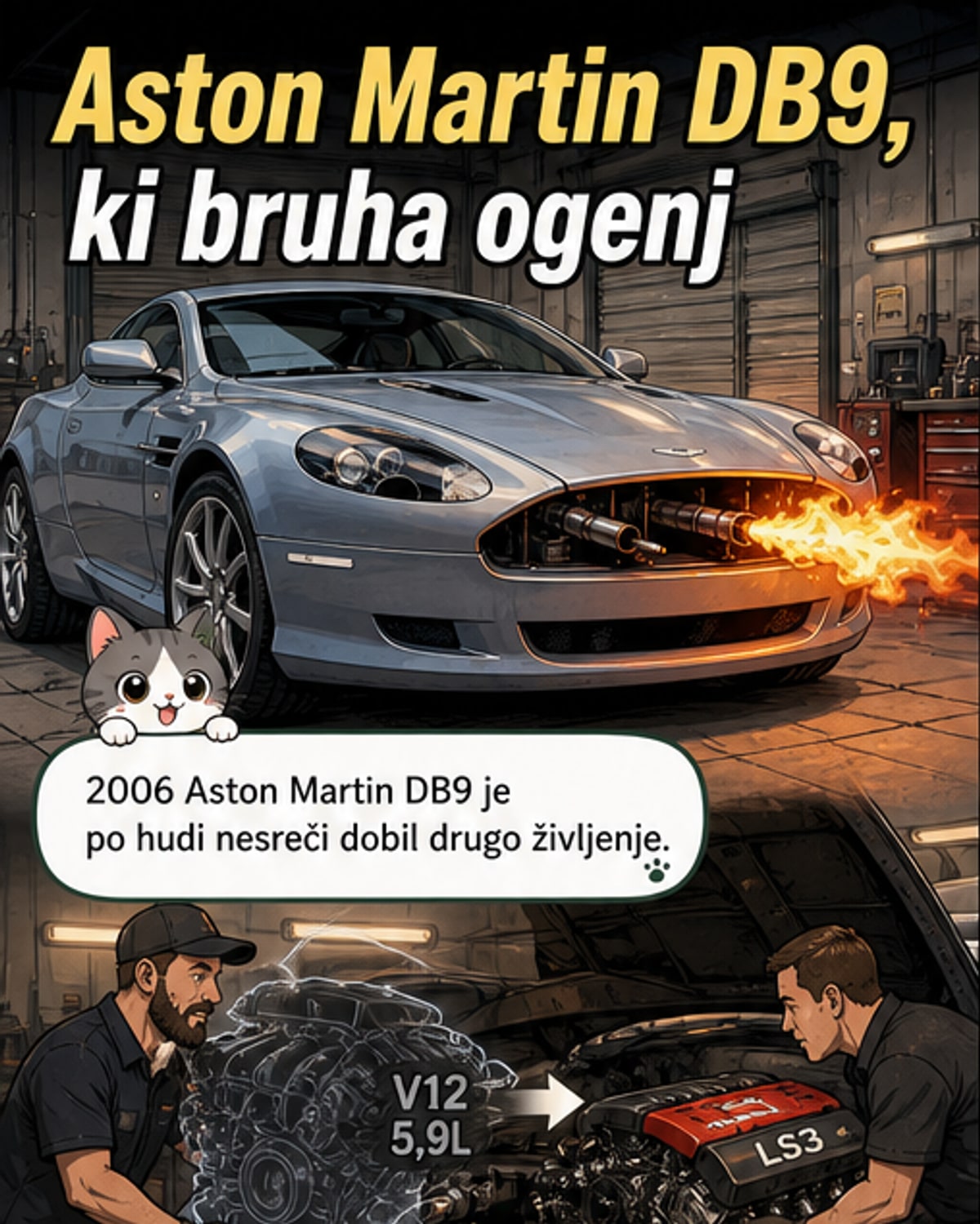 Aston Martin z ognjenimi plameni