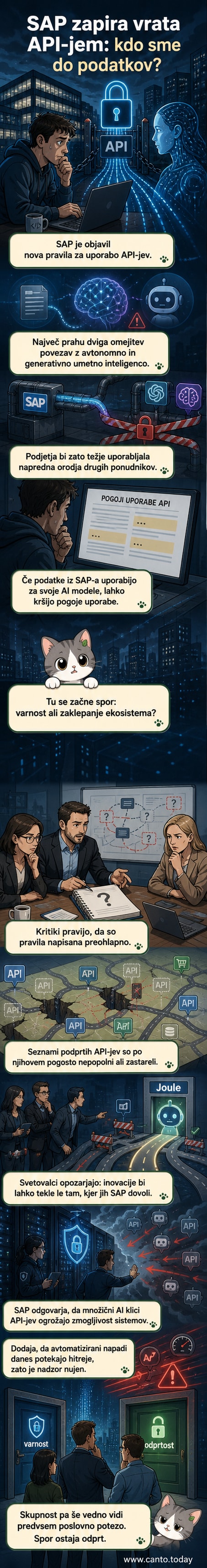 Ilustracija zaklenjenega vmesnika med podatkovnim oblakom in zunanjimi AI orodji, ki simbolizira omejen dostop do podatkov SAP.