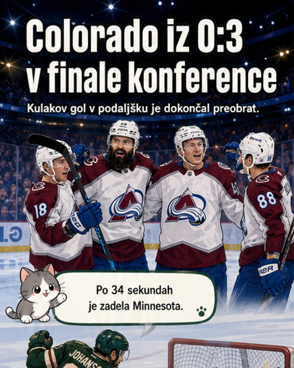 Colorado z zgodovinskim golom v podaljšku v finalu
