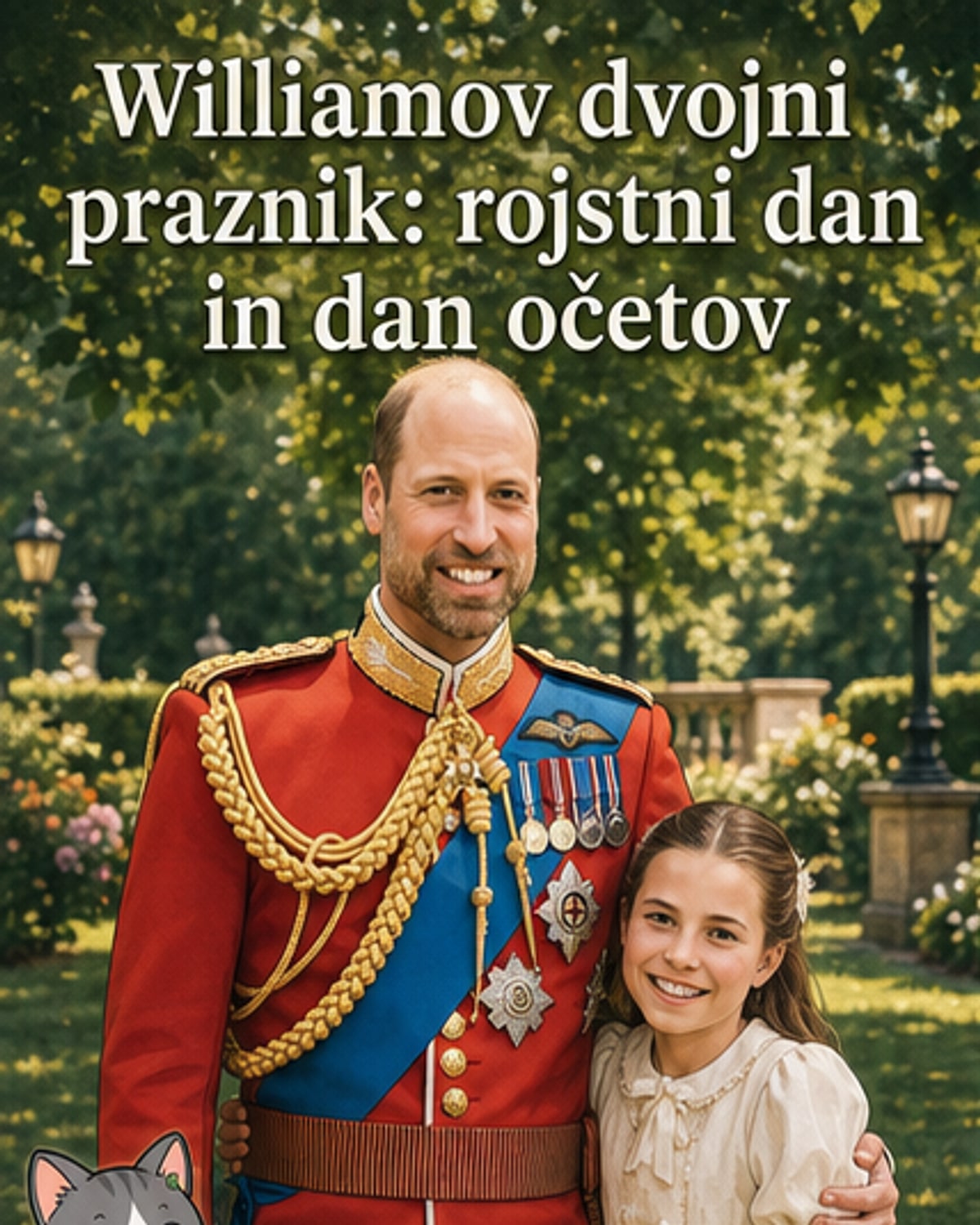 Princ William se smeje ob strani enajstletne princese Charlotte na fotografiji, ki jo je objavila princesa Catherine ob rojstnem dnevu in Danu očetov.
