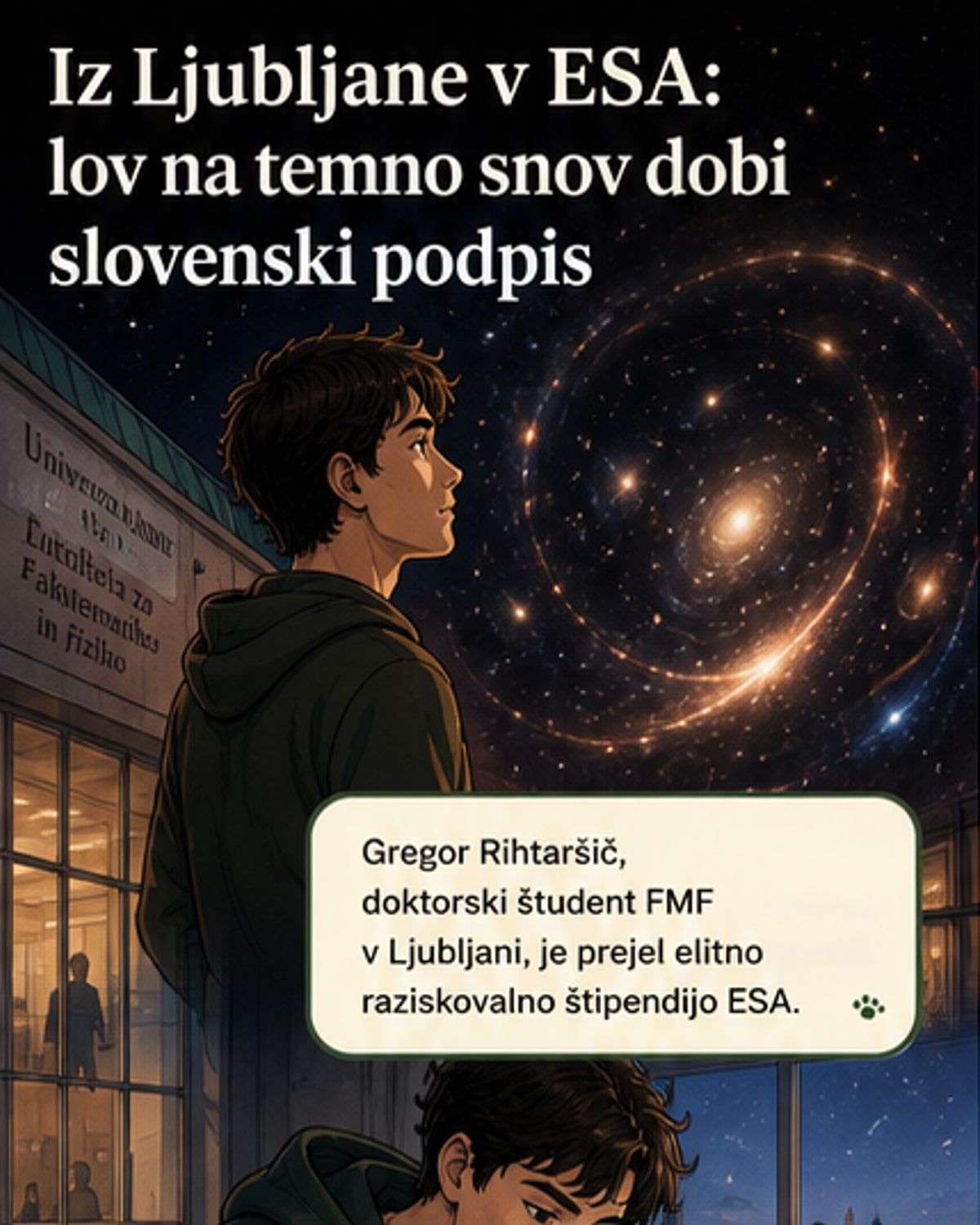 Slovenski raziskovalec za temno snov dobi ESA štipendijo
