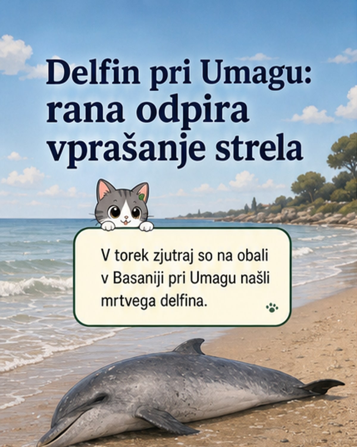 Na obali pri Umagu našli mrtvega delfina
