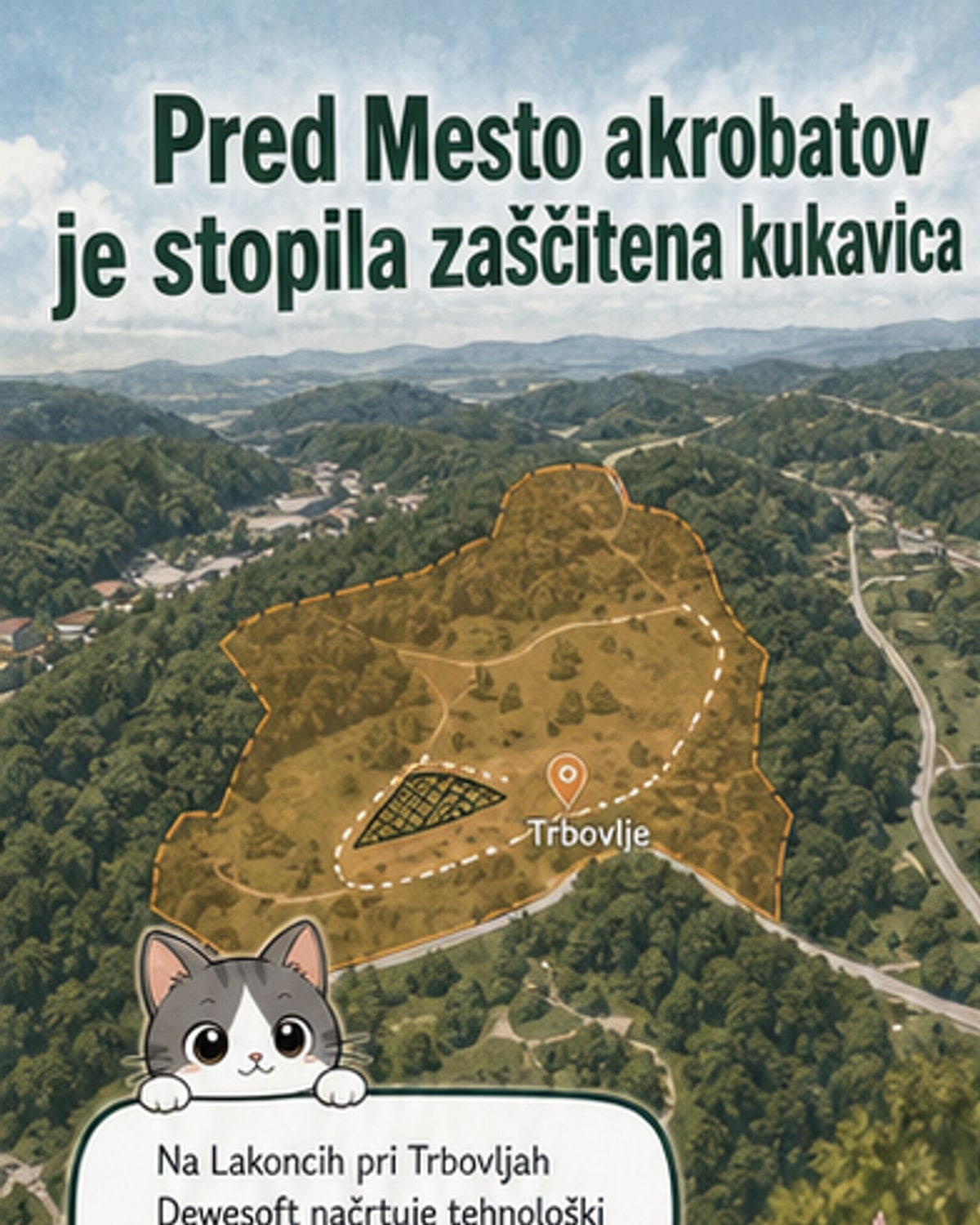 Delavci previdno presajajo majhne rastline orhidej s prekrivko zemlje na novem zavarovanem lokaciji v Zasavju, v ozadju je označeno območje in modra ograja.
