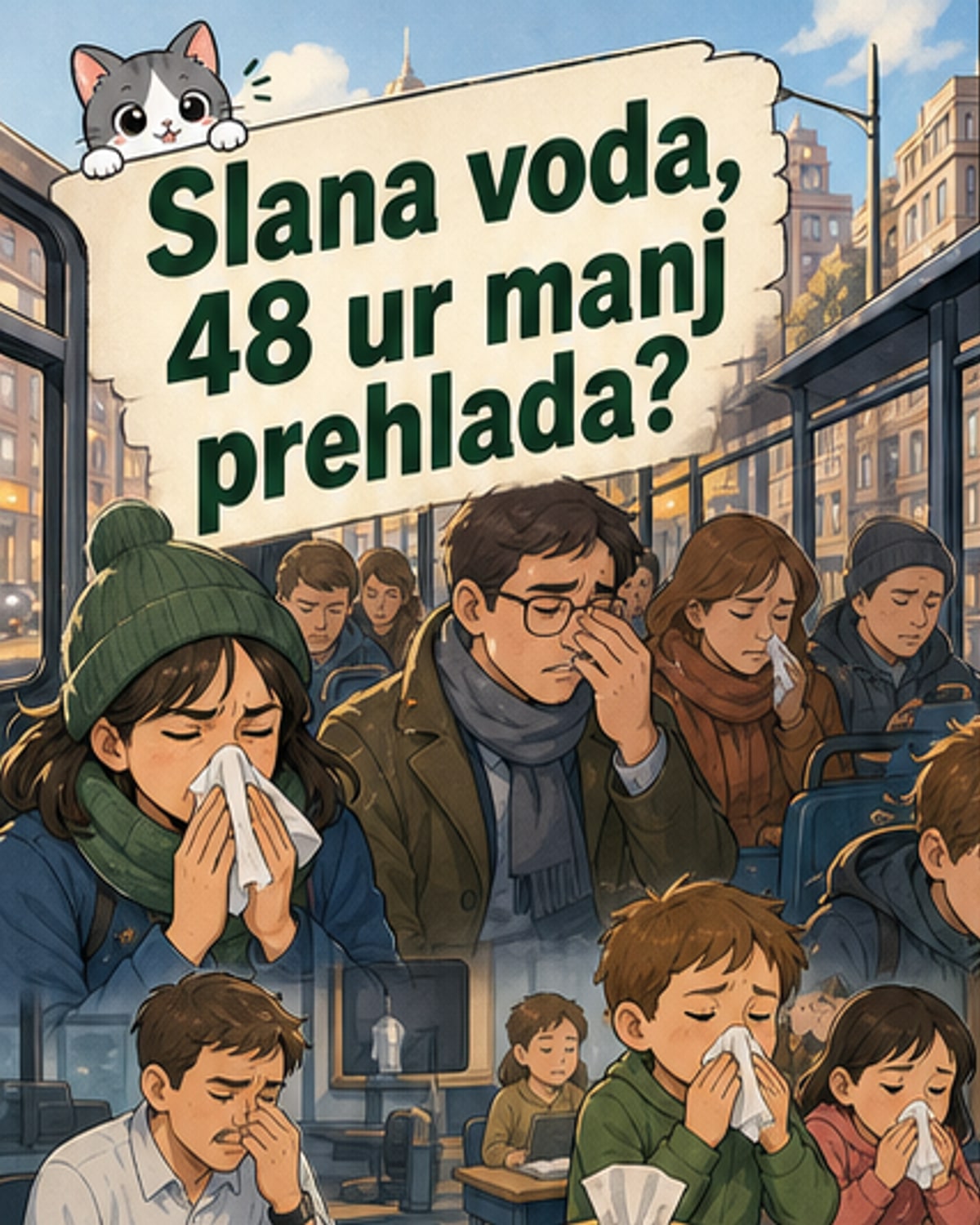 Ilustracija otroka, ki izpira nos s slanico, ob zaslonu s podatki o študiji ELVIS-Kids in primerjavi trajanja prehlada.