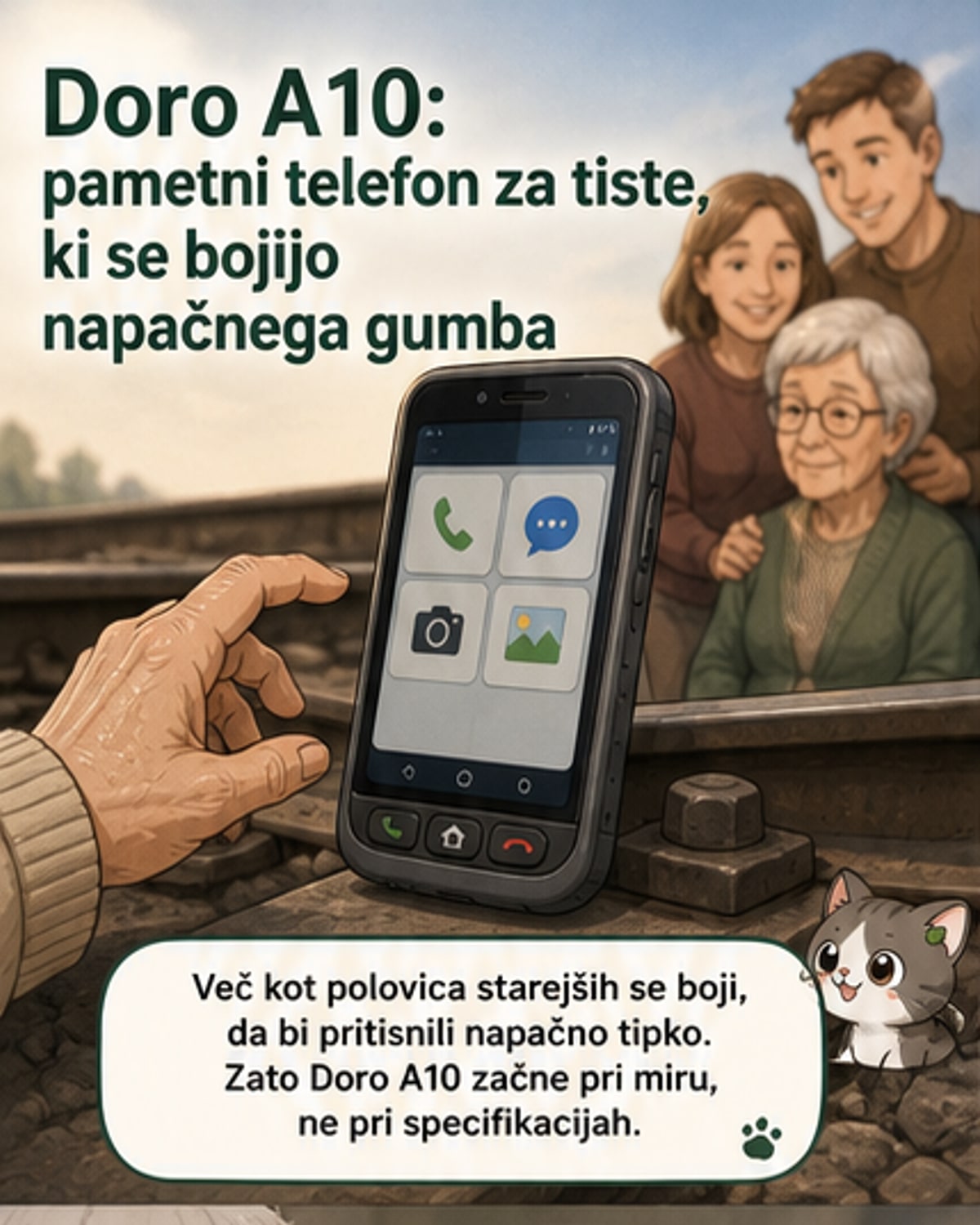 Telefon brez panike za starejše
