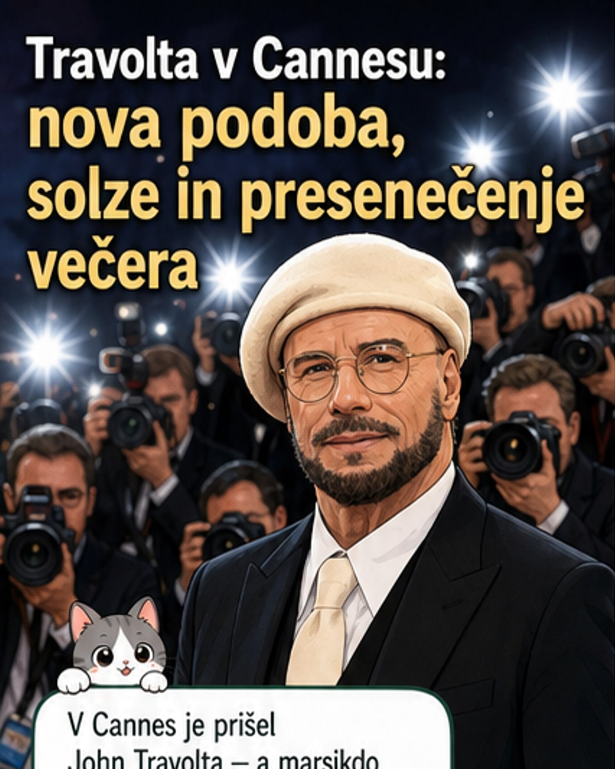 Travolta s solzami na sceni