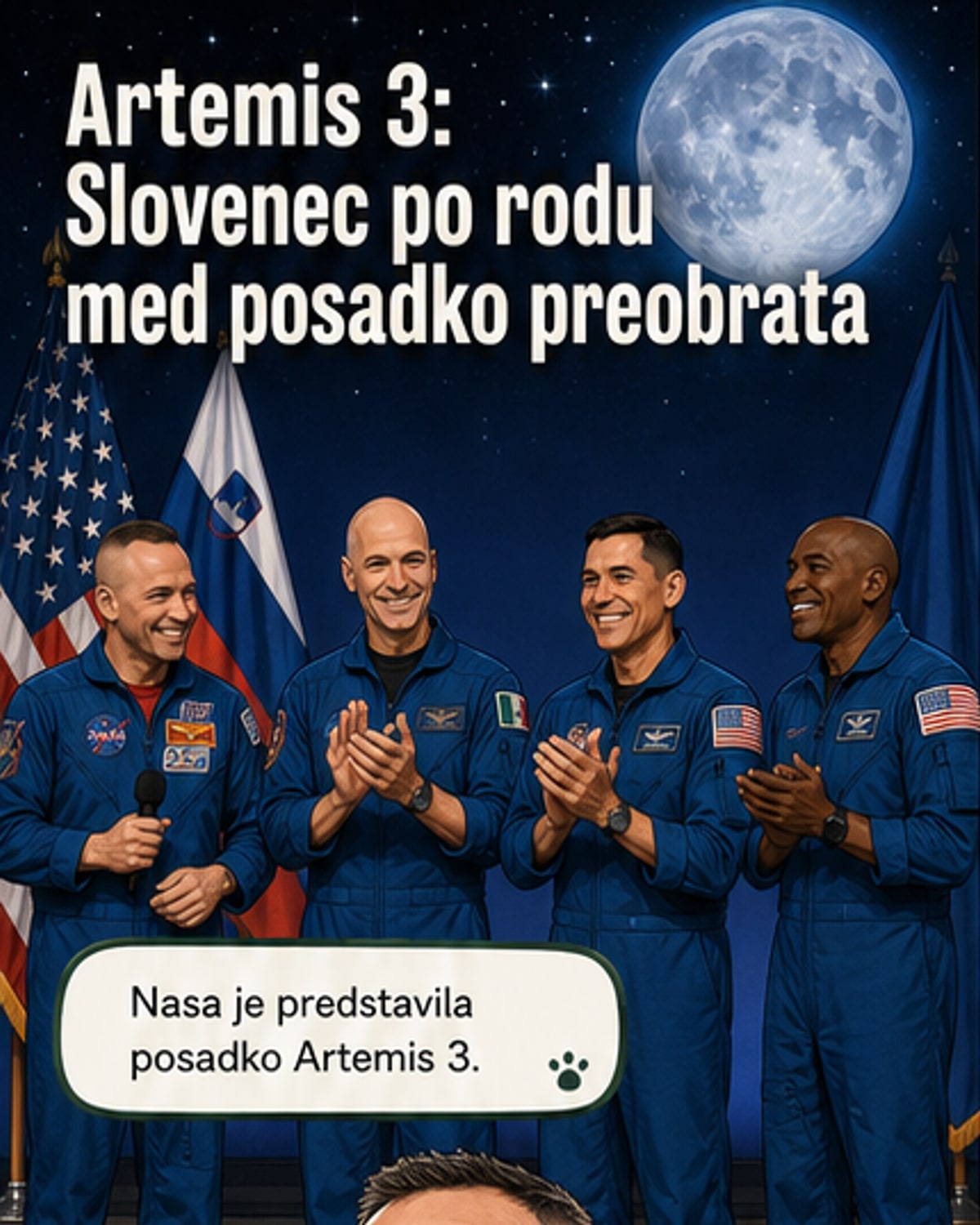 Član posadke Artemis 3 tudi astronavt slovenskega rodu