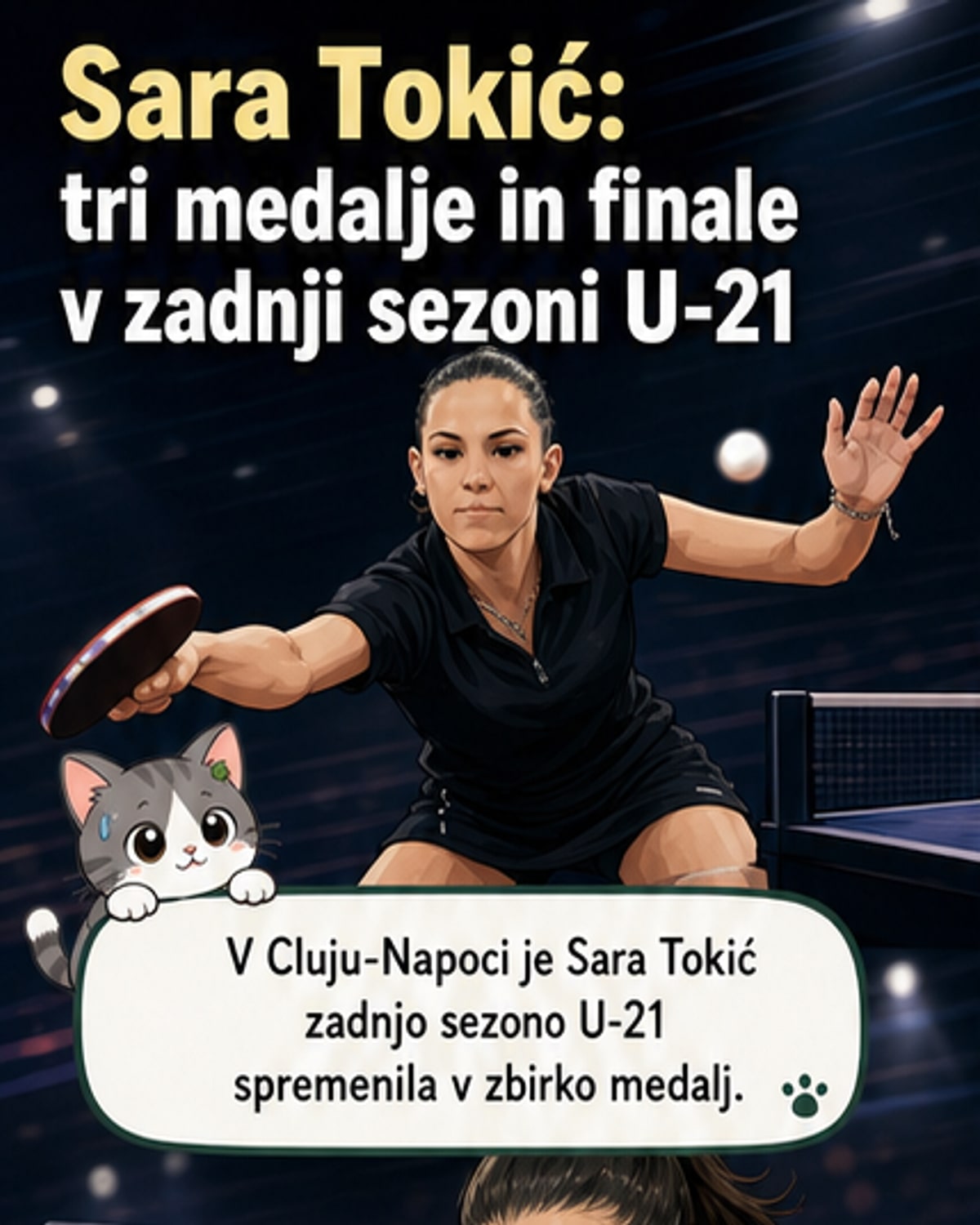Sara Tokić med tekmo na evropskem prvenstvu U-21 v Cluj-Napoca, Romunija, kjer je osvojila tri medalje.