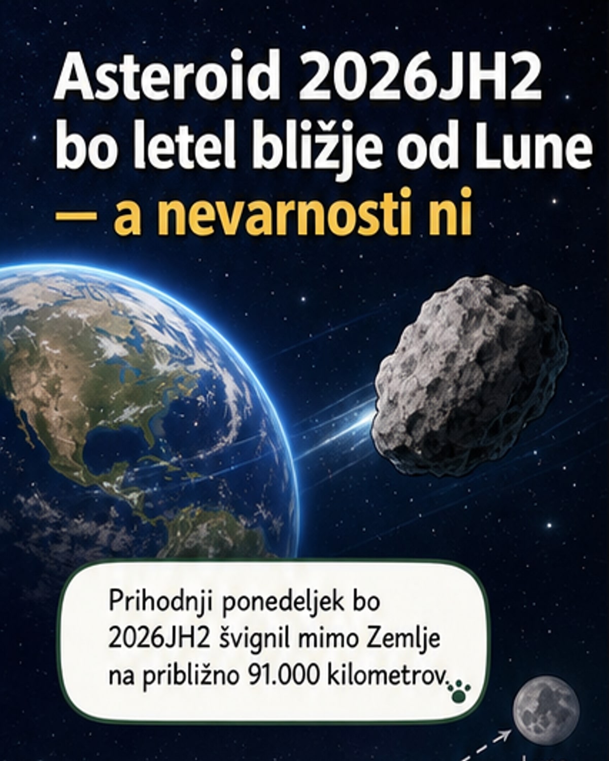 Asteroid leti mimo Zemlje