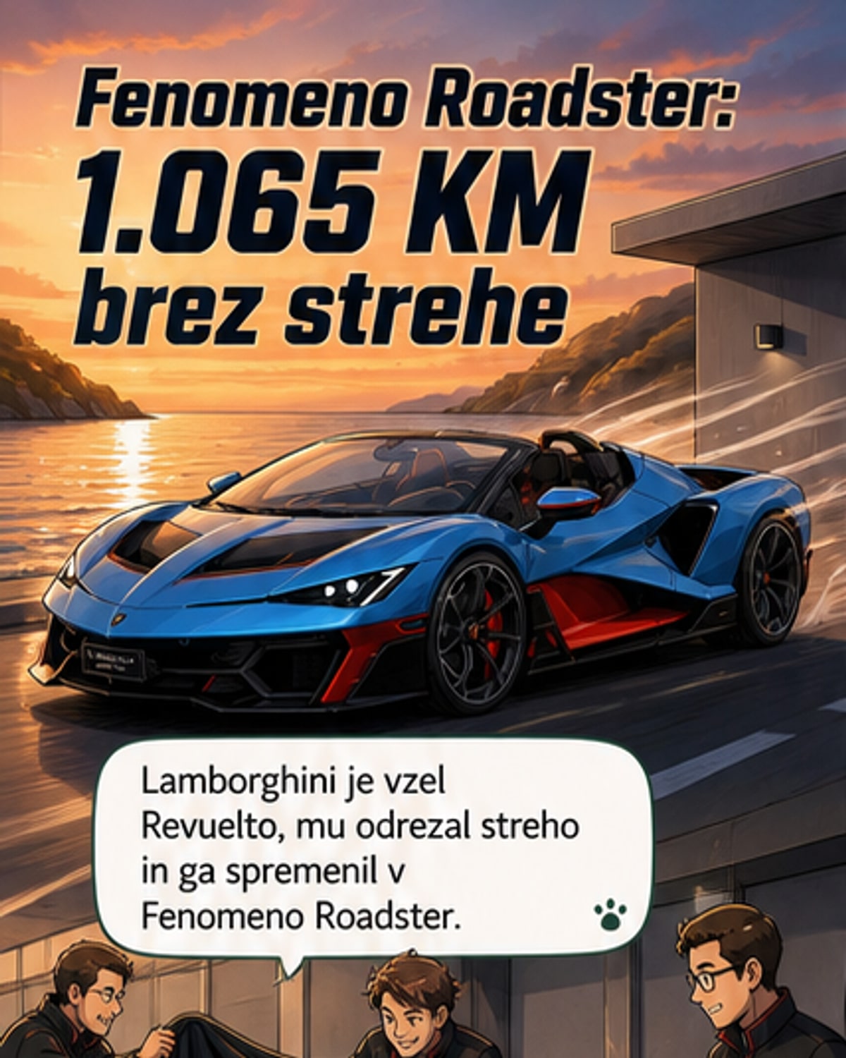 1.065 KM pod streho? Ta Lamborghini nima strehe