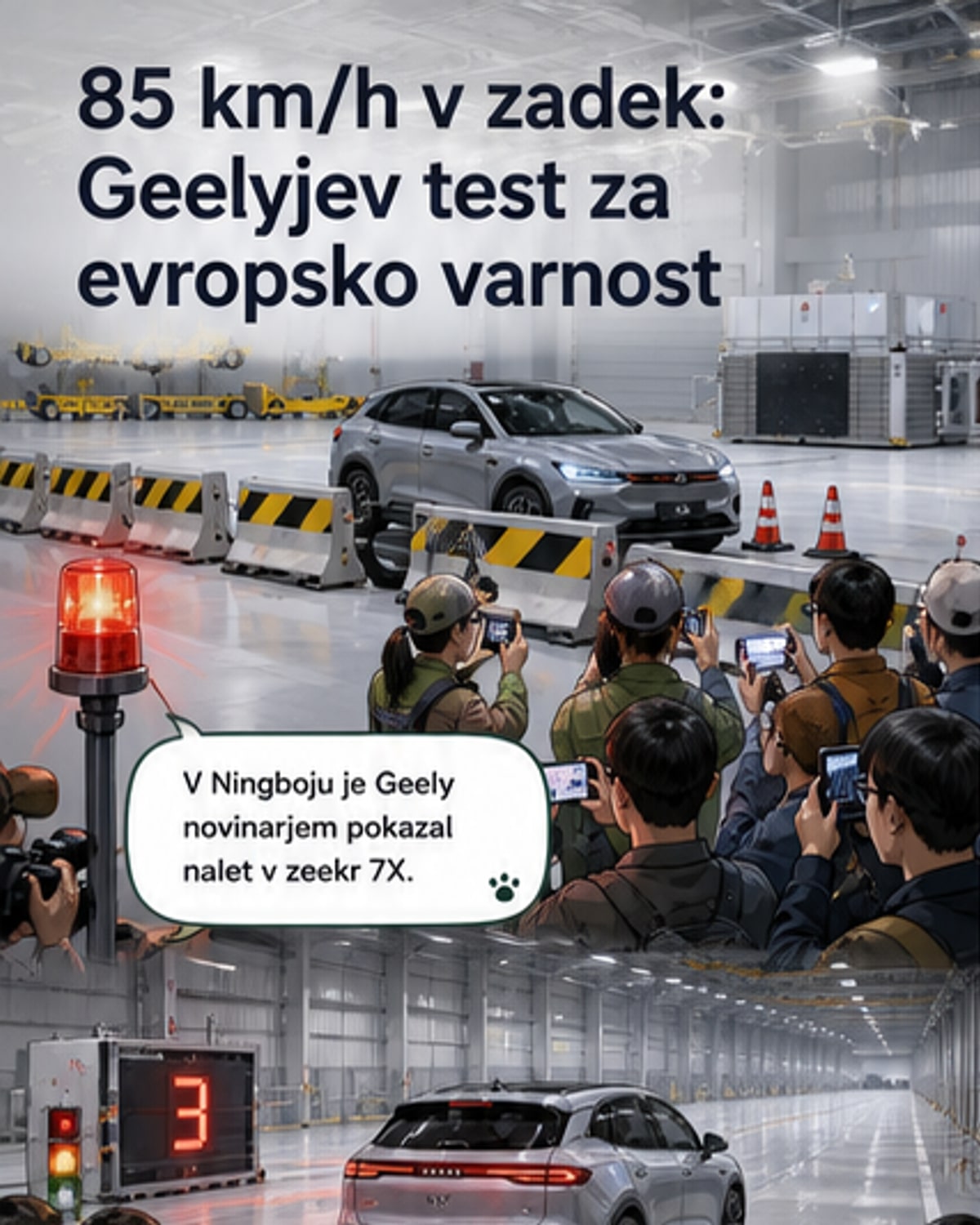 Brutalno testno trčenje pri 85 km/h