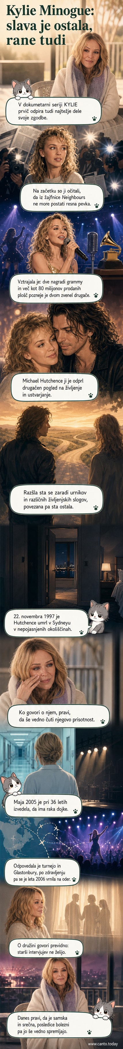 Kylie Minogue v dokumentarni seriji govori o boju z rakom in ljubezni do Michaela Hutchencea.