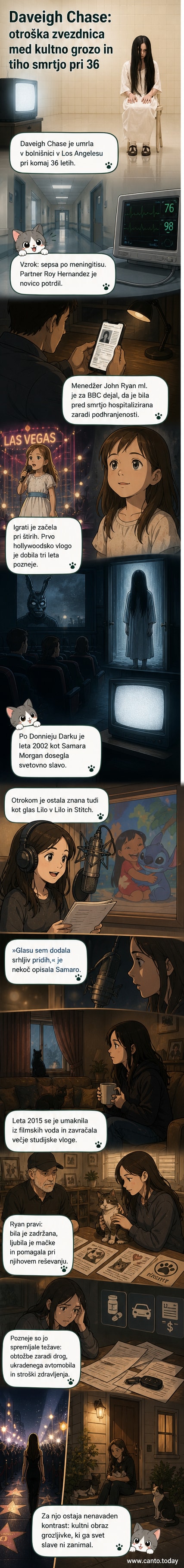 Črno-bela slika igralkinega mladega obraza s podaljšanimi lasmi, ki prikazuje ikonični pogled iz filma Krog.