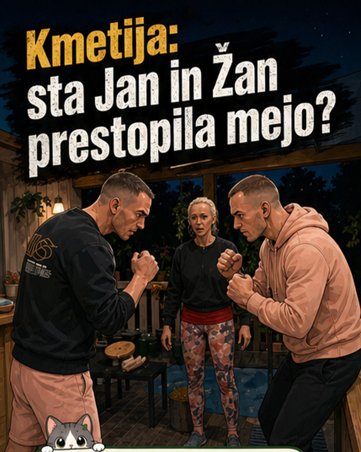 Dvojčka v prepiru na Kmetiji: kdo je prestopil mejo?