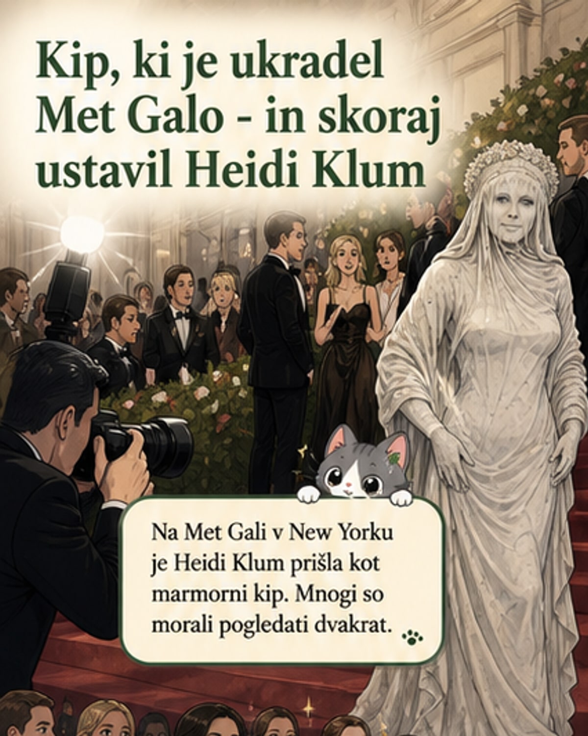 Heidi Klum kot marmorni kip na Met Galu