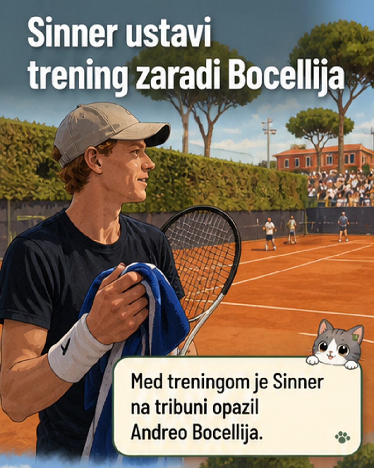 Sinner prekinil trening za srečanje z Bocellijem