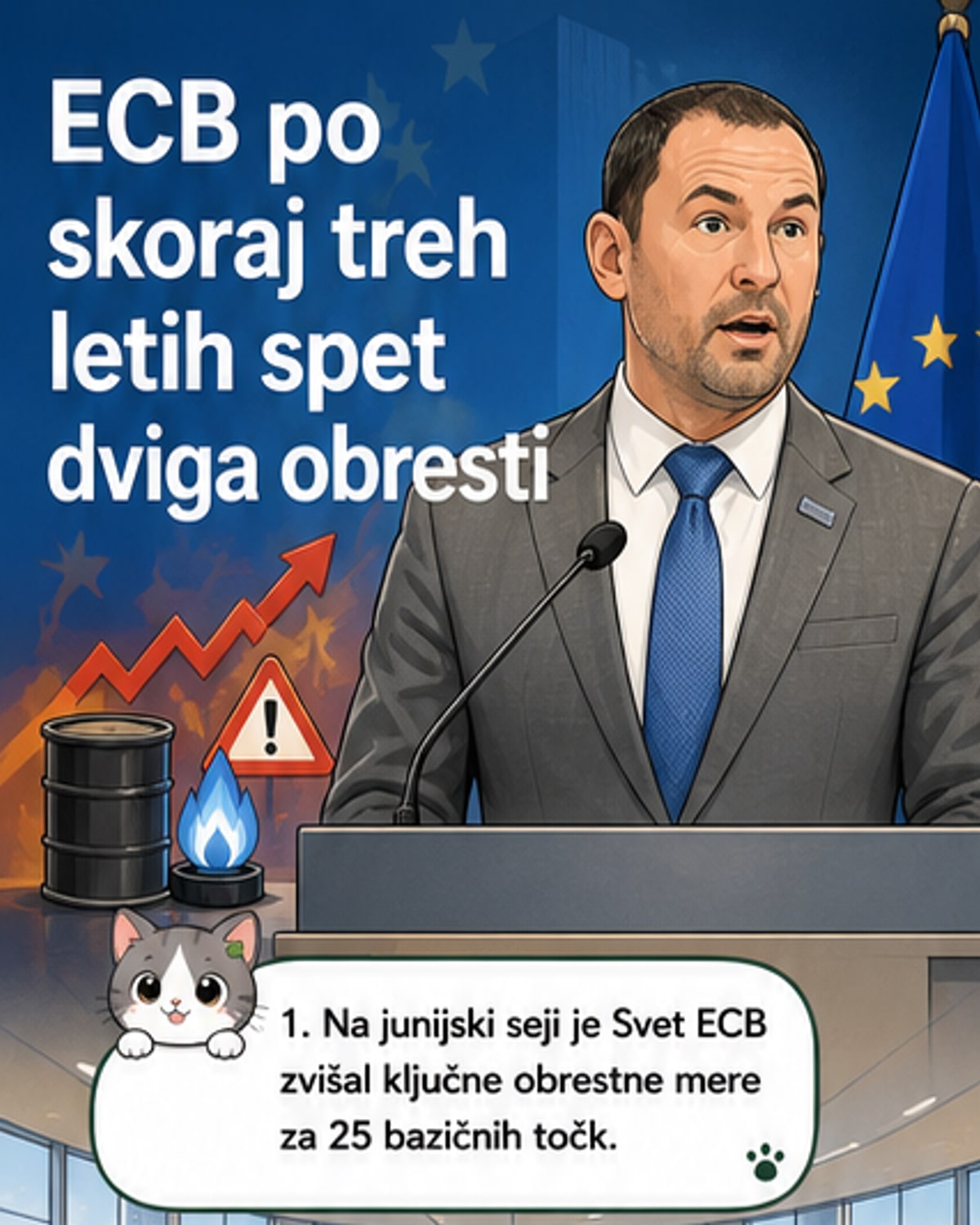 Evropska centralna banka zvišala obrestne mere