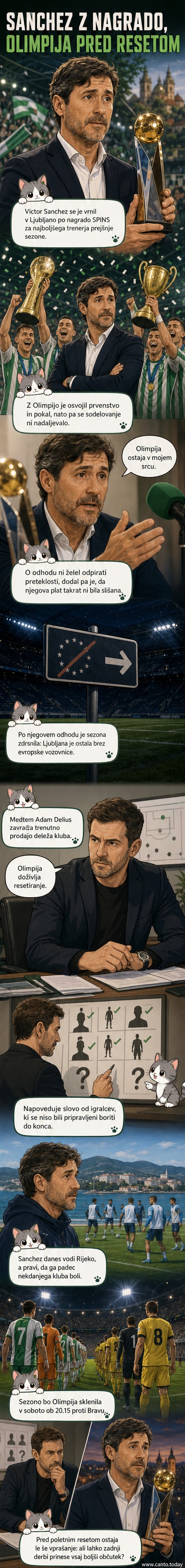 Victor Sanchez na podelitvi nagrade SPINS, ob njem zeleno-bela kravata, v ozadju logotip Olimpije
