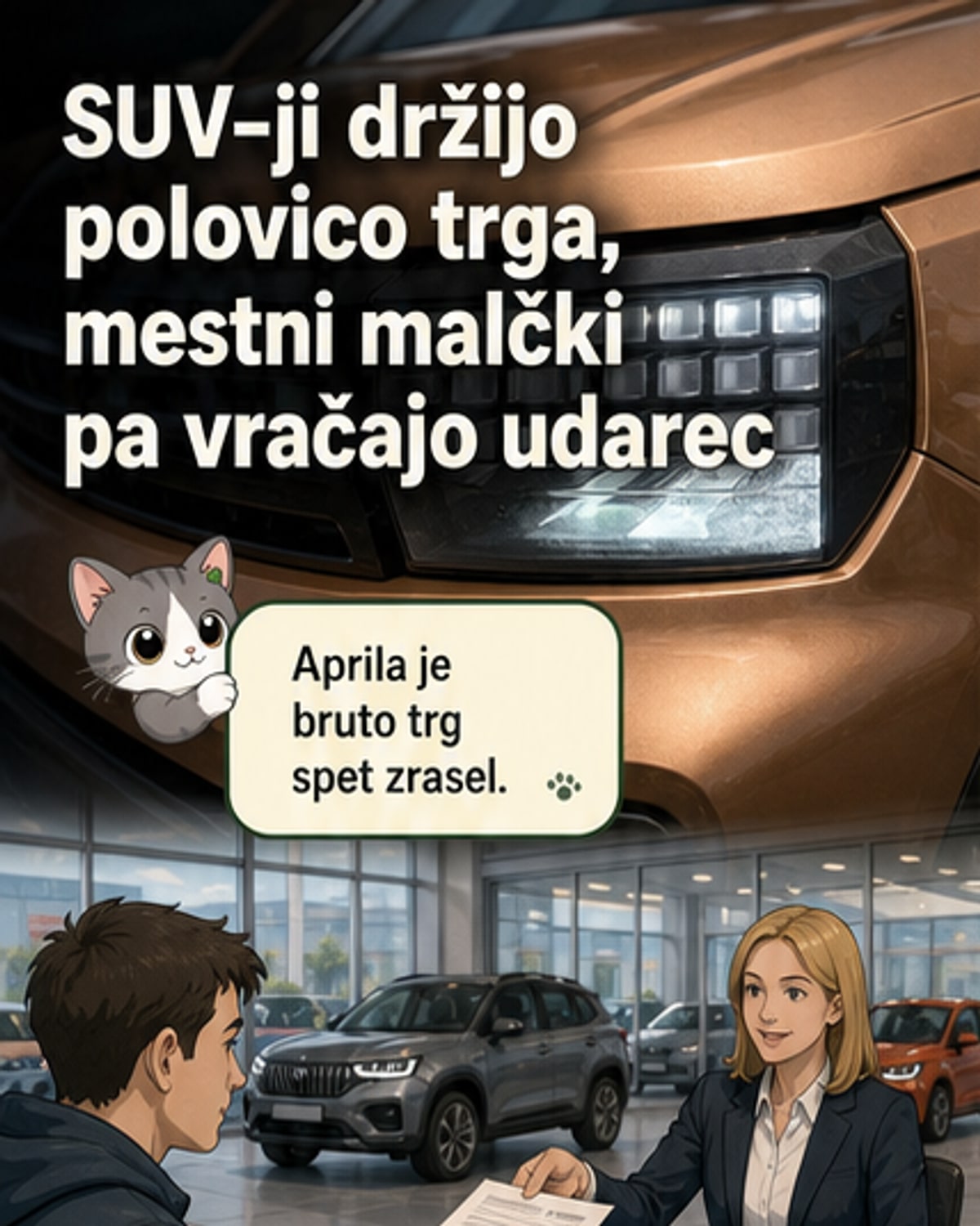 SUV-ji kraljujejo, elektrika raste