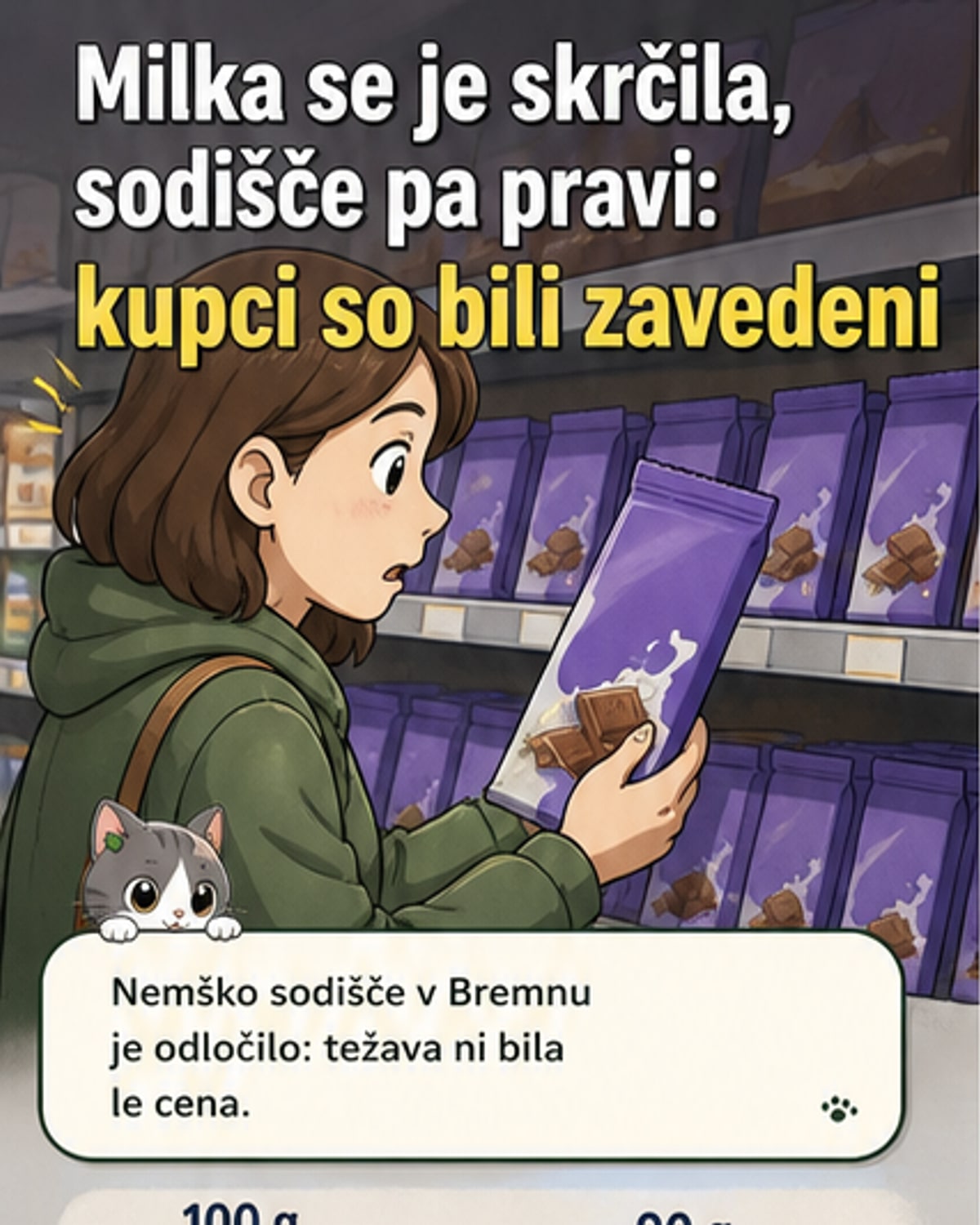 Milka zavajala kupce z manjšo čokolado