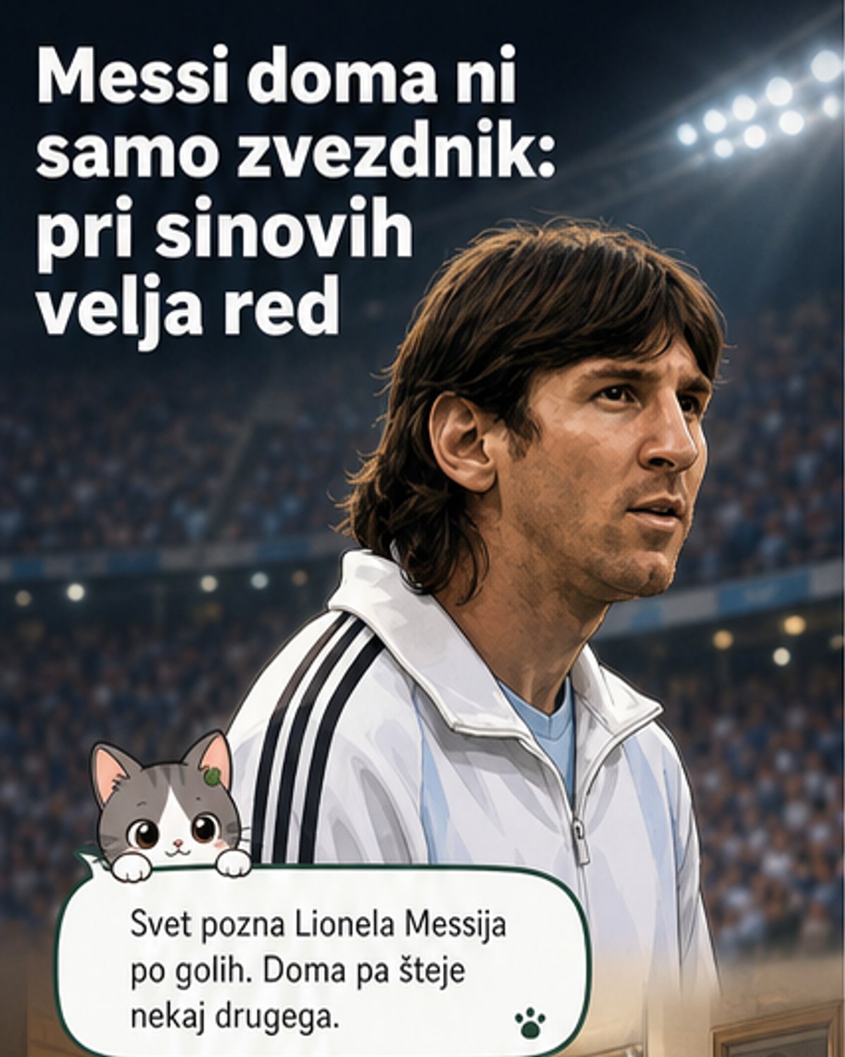 Lionel Messi z ženo in tremi sinovi, družinska fotografija na dogodku