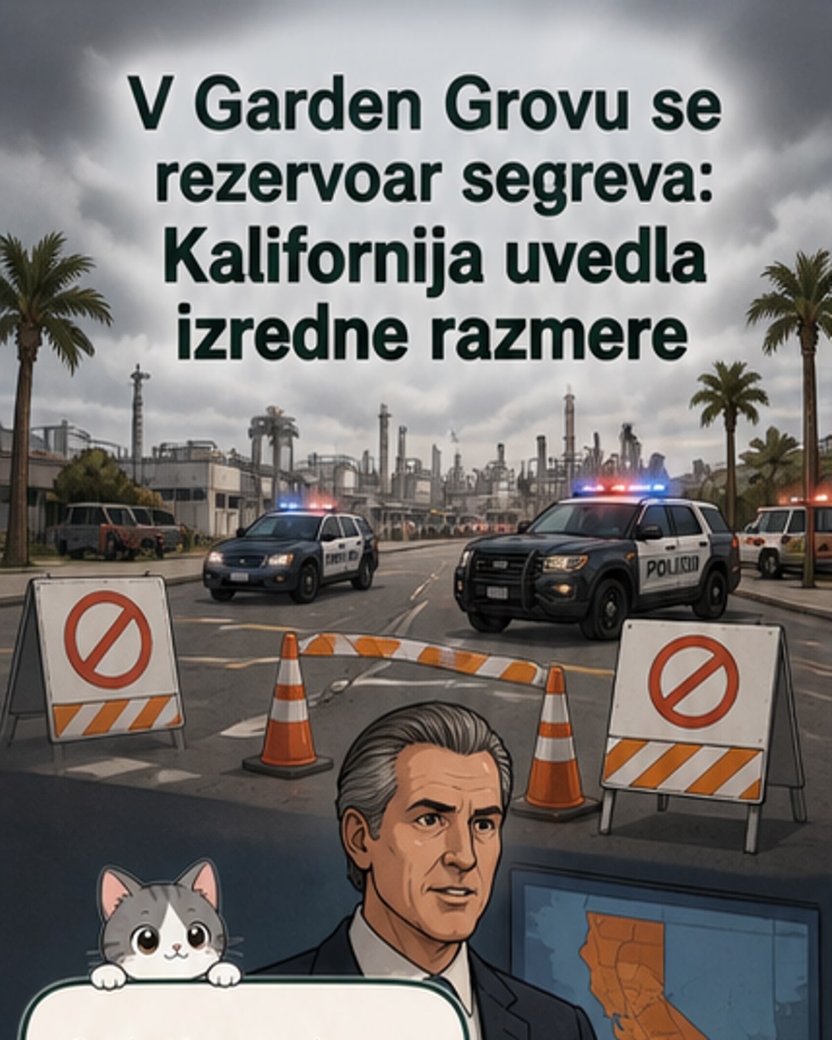 Rezervoar z nevarnimi kemikalijami v Kaliforniji grozi z eksplozijo
