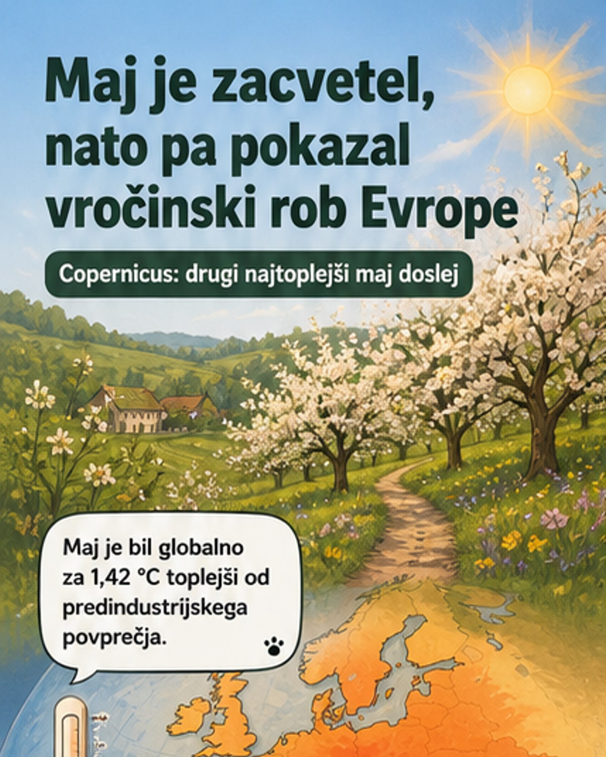 Maj 2026 drugi najtoplejši v zgodovini