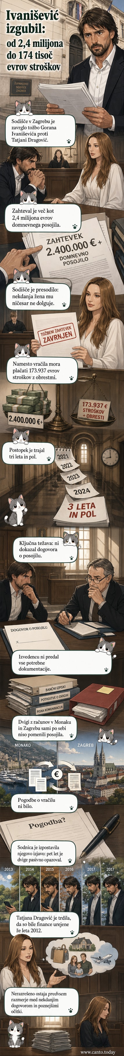 Goran Ivanišević in Tatjana Dragović na sodnem postopku, obkrožena s kamerami in novinarji.