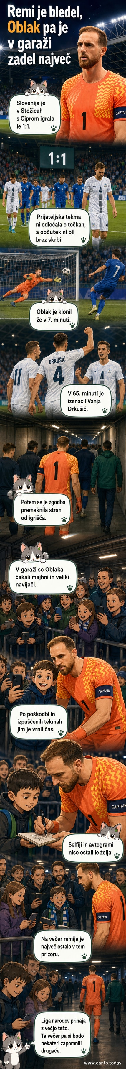 Jan Oblak v garaži stadiona Stožice, okoli njega množica otrok in navijačev, podpisuje avtogram in posname selfi.