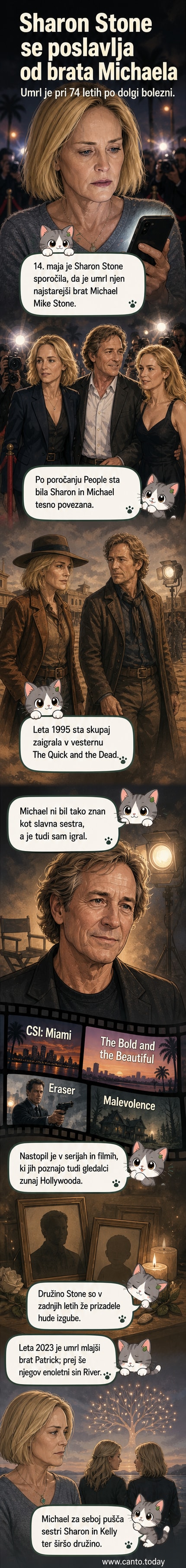 Portret Michaela Stonea, brata igralke Sharon Stone, z zgodovino njegove igralske kariere in družinske izgube.