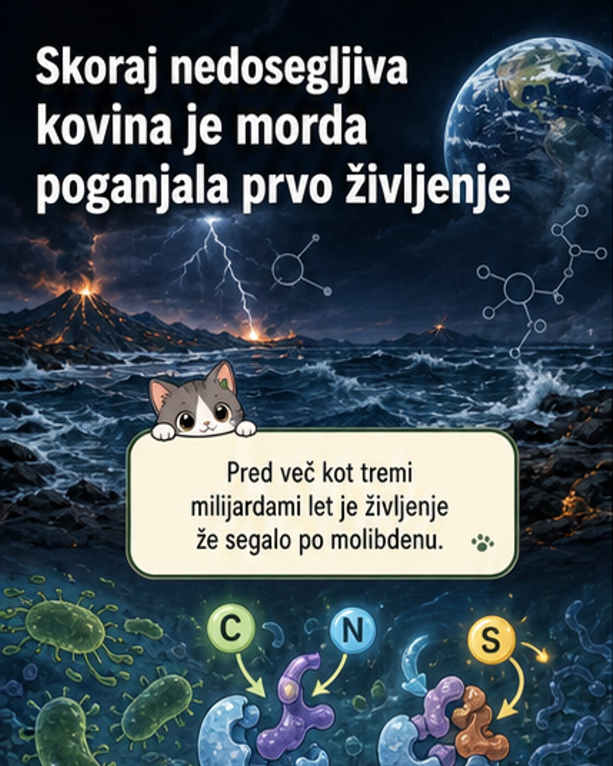 Prvo življenje odvisovalo od redke kovine