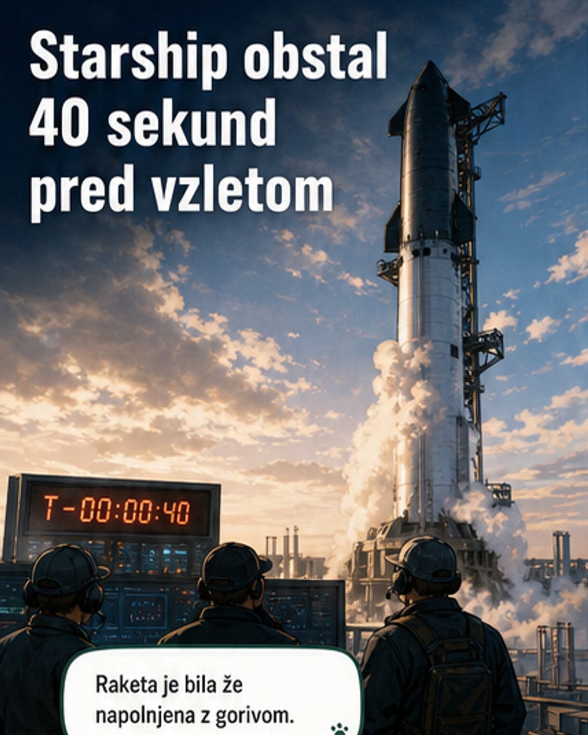 Starship V3: Polet prestavljen zaradi zaponke
