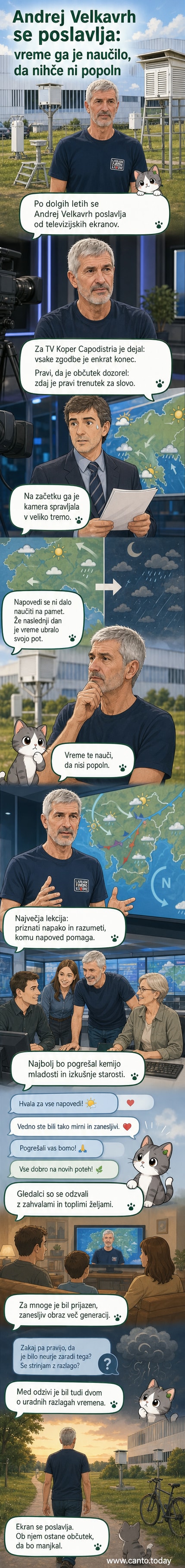 Andrej Velkavrh v studiu, kako se poslavlja z iskrim nasmehom in toplim pogledom.