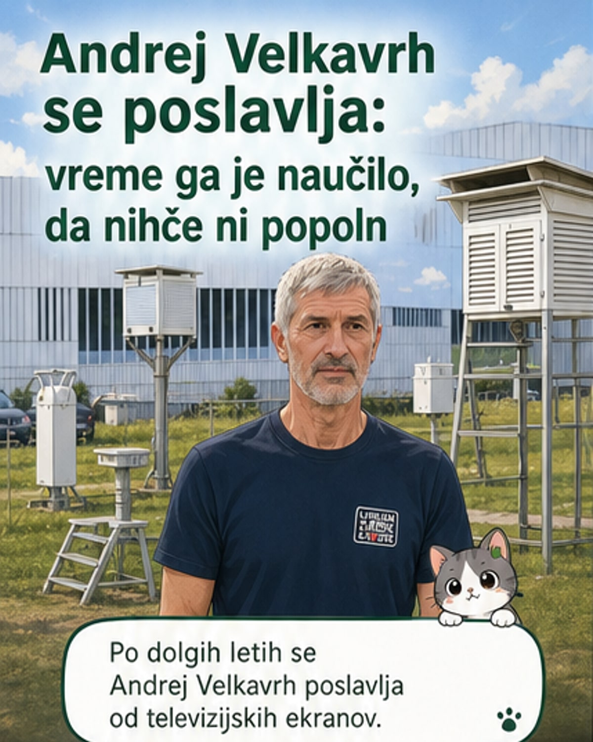 Andrej Velkavrh v studiu, kako se poslavlja z iskrim nasmehom in toplim pogledom.
