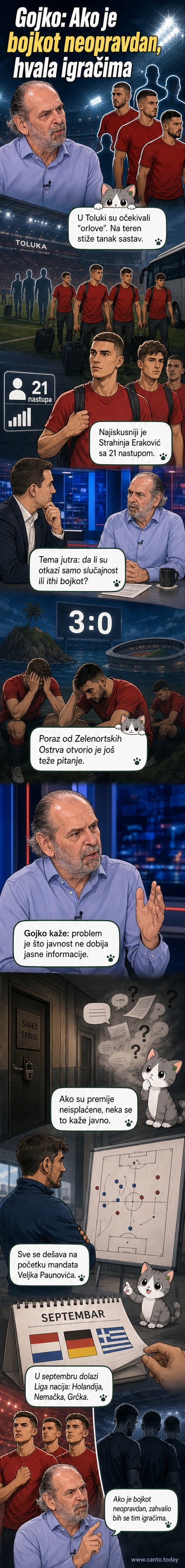 Фудбалски терен у Мексику, са тимом у црвено-бело-плавој дреси, док коментатор Гојко Андријашевић говори у студију.