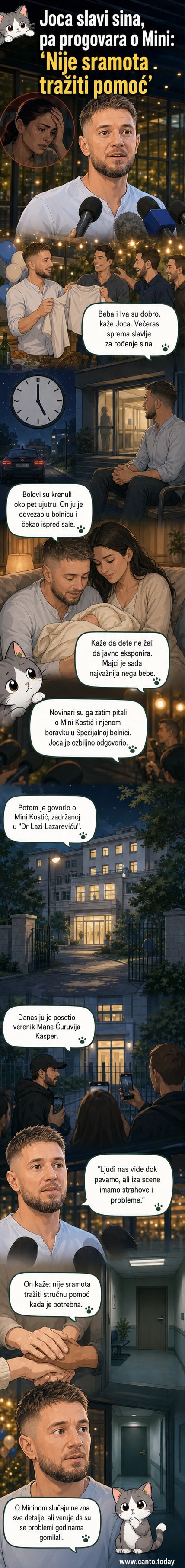 Певач Јоца Стефановић са супругом Ивом и новорођеним сином, у позадини симболична слика болнице Лаза Лазаревић.