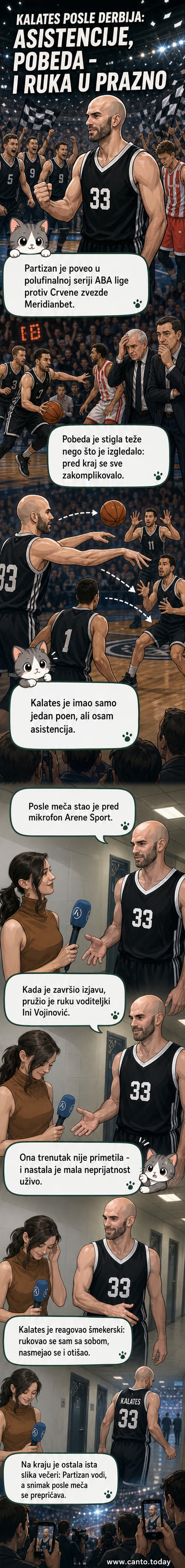 Ник Калатес и водитељка Инa Војиновић у студију Арене Спорт, након што је он покушао да јој пружи руку а она није одговорила.