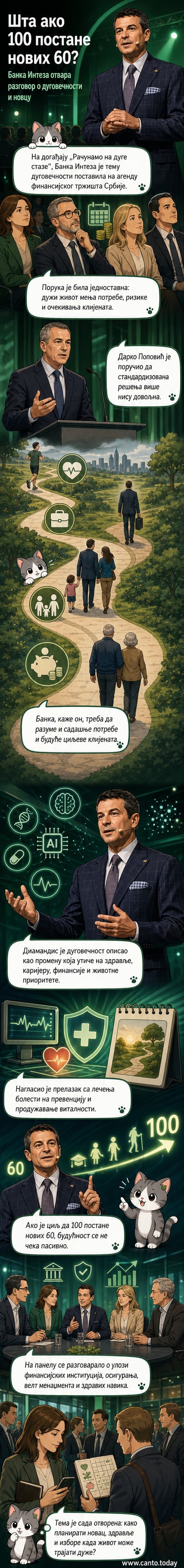 Питер Х. Дијамандис и представници Банке Интеза на догађају у Београду где се разговарало о финансијској императиви дуговечности.